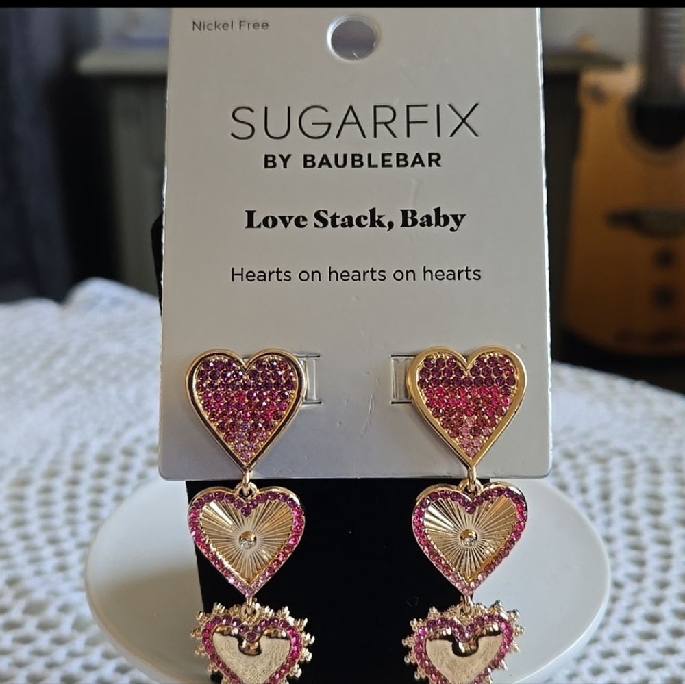 SUGARFIX BY BAUBLEBAR VALENTINE'S DAY TRIPLE HEART EARRINGS - Picture 9 of 9